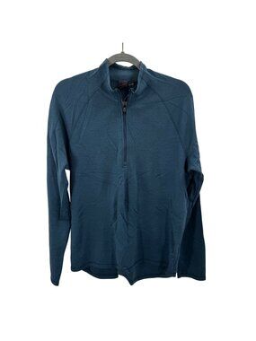 Vintage Ibex New Wool Under Merino Wool 1/4 Zip Pullover USA Made Blue L